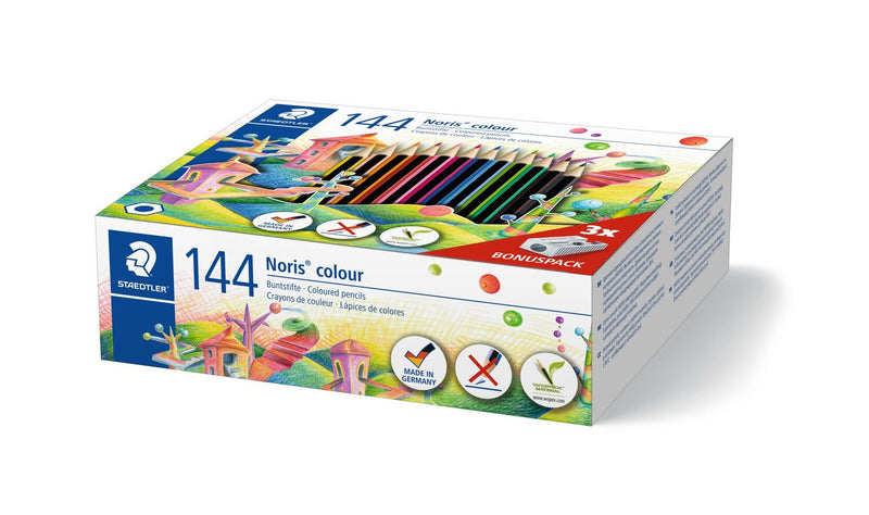 Staedtler Noris colour 185 Sort, Blå, Brun, Grøn, Lyse Blå, Lysegrøn, Magenta, Mauve, Orange, Fersken, Rød, Gul 144 stk
