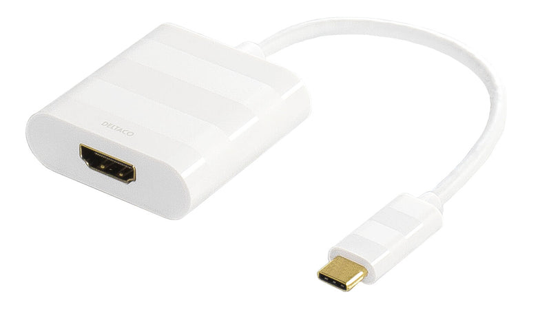Deltaco USBC-HDMI1 videokabel adapter 0,1 m USB Type-C HDMI Hvid