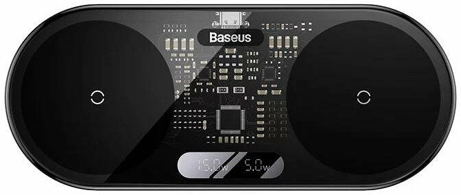 Baseus 2In1 20W Digital Led Display Hovedtelefoner, Headset, Smartphone Sort USB Trådløs opladning Indendørs