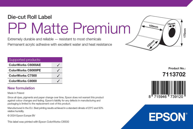 Epson 7113702 print etiket Hvid Selvklæbende printeretiket