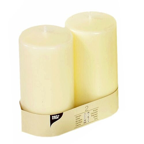 Papstar 15363 vokslys Cylinder Elfenben 2 stk