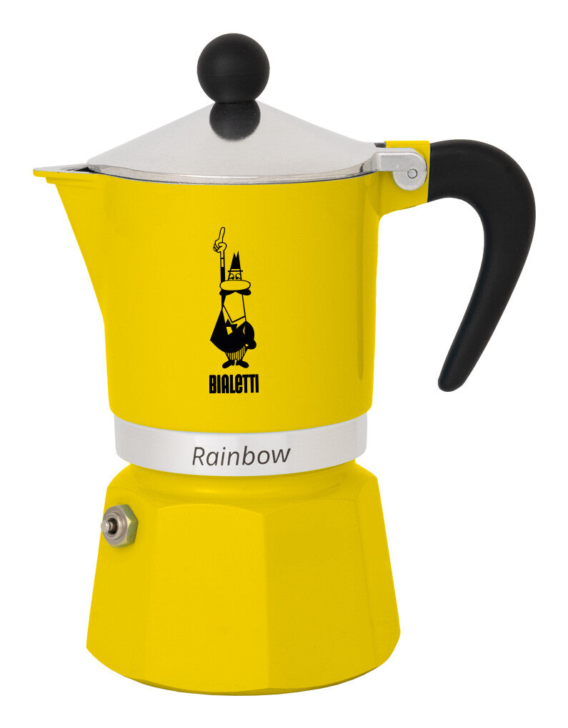 Bialetti Rainbow Moka gryde Sort, Gul