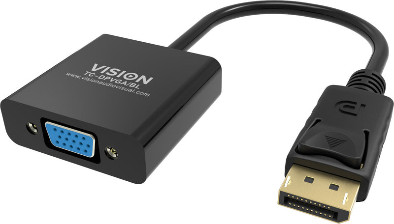 Vision TC-DPVGA/BL videokabel adapter DisplayPort VGA (D-Sub) Sort