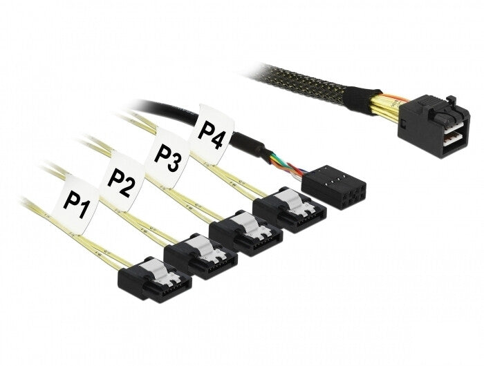 DeLOCK 85732 Serial Attached SCSI (SAS)-kabel 1 m Sort, Grøn