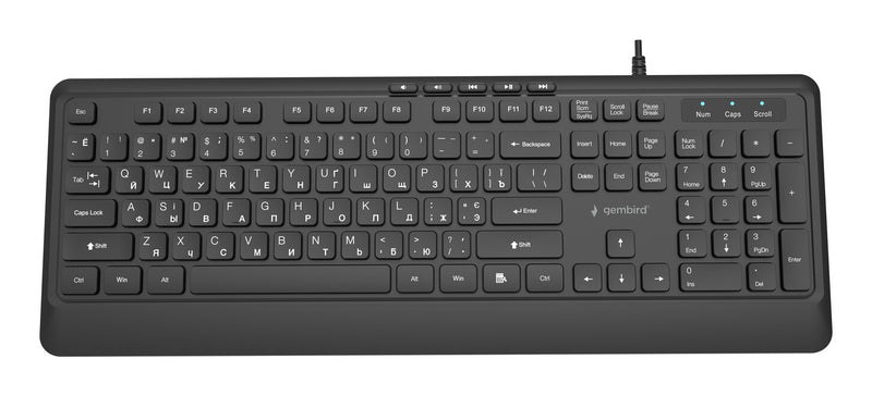 Gembird KB-MCH-05-CYRL tastatur Universel USB QWERTY US International, Ukrainsk, Russisk Sort