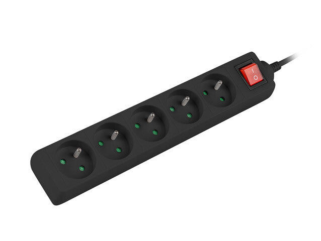 Lanberg PS1-05E-0300-BK stikdåse 3 m 5 AC stikkontakt(er) Indendørs Hvid