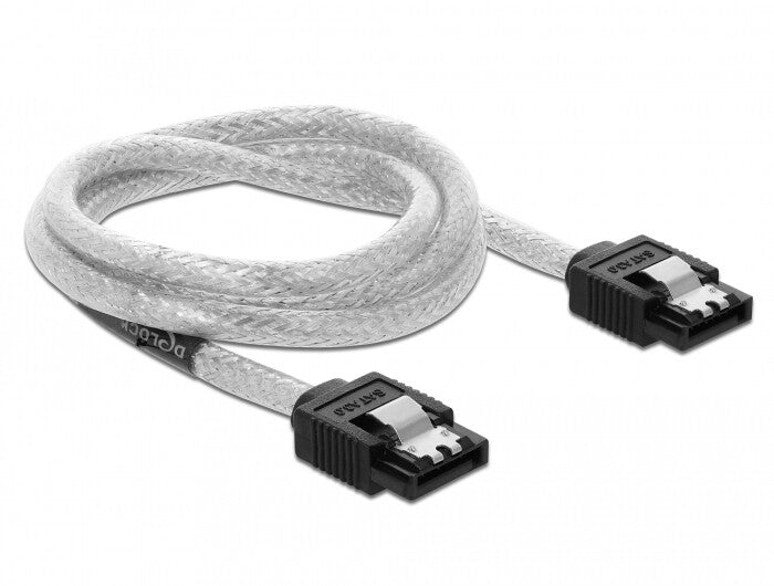 DeLOCK 85343 SATA-kabel 0,7 m SATA 7-pin Sort, Transparent