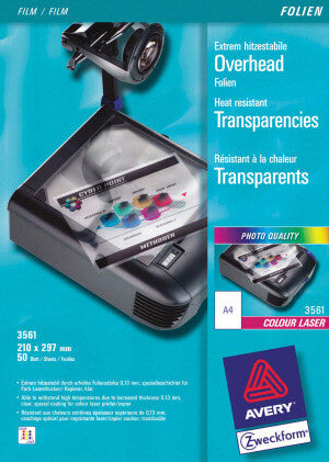 Avery 3561 printfilm Laser Polyester Transparent 50 ark