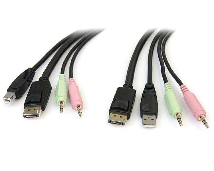 StarTech.com DP4N1USB6 KVM-kabel Sort 1,829 m