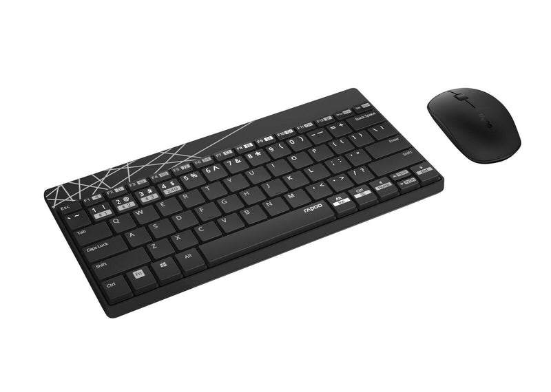 Rapoo 8000M tastatur Mus inkluderet Universel Bluetooth QWERTZ Tysk Sort