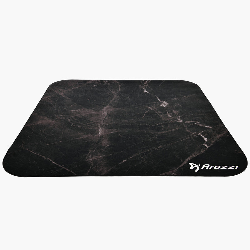Arozzi Zona Round Floor Pad Sort, Marmor farve Mikrofiber, Gummi