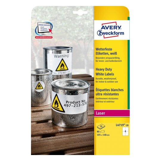 Avery Papier, Folien, Etiketten Hvid Selvklæbende printeretiket