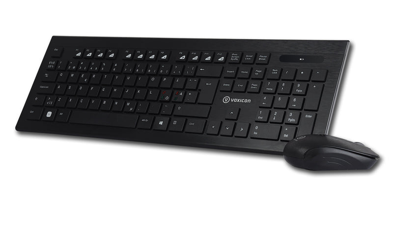 Voxicon 220WL tastatur Mus inkluderet RF trådløst QWERTY Nordisk Sort