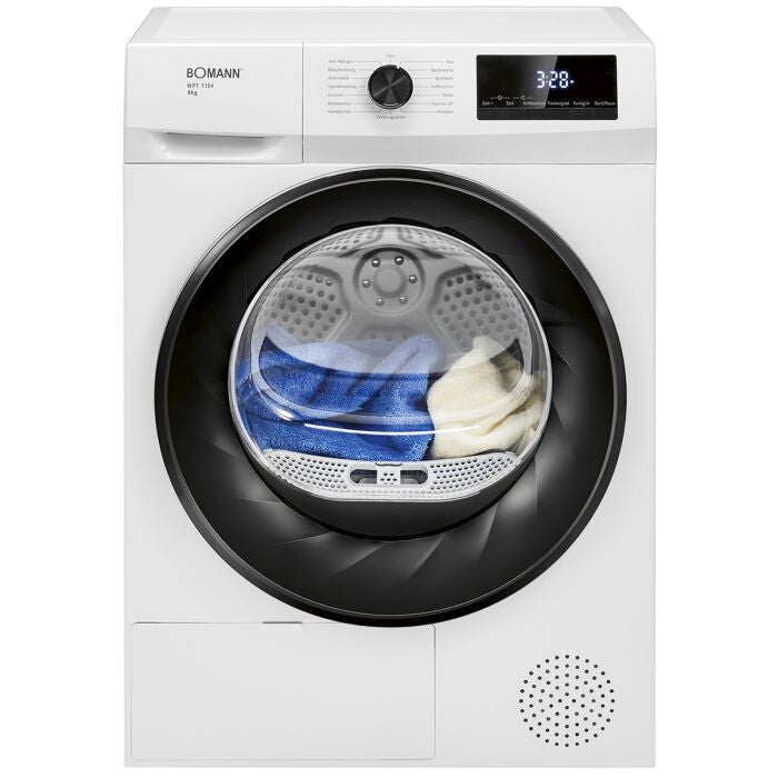 Bomann WPT 7154 tørretumbler Fritstående Front-læsning 8 kg Sort, Hvid