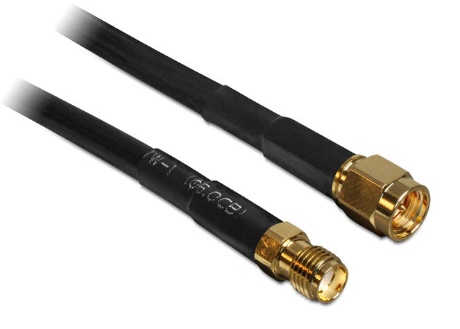 DeLOCK 2m SMA m/f koaxial kabel CFD200 Sort