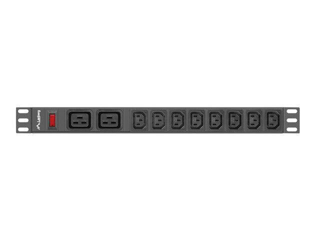 Lanberg PDU-02I1908I-0200-C20-BK strømforsyningsenhed (PDU) 10 AC stikkontakt(er) 1U Sort