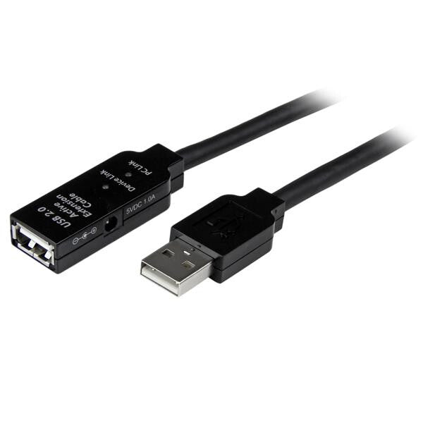 StarTech.com USB2AAEXT15M USB-kabel USB 2.0 15 m USB A Sort