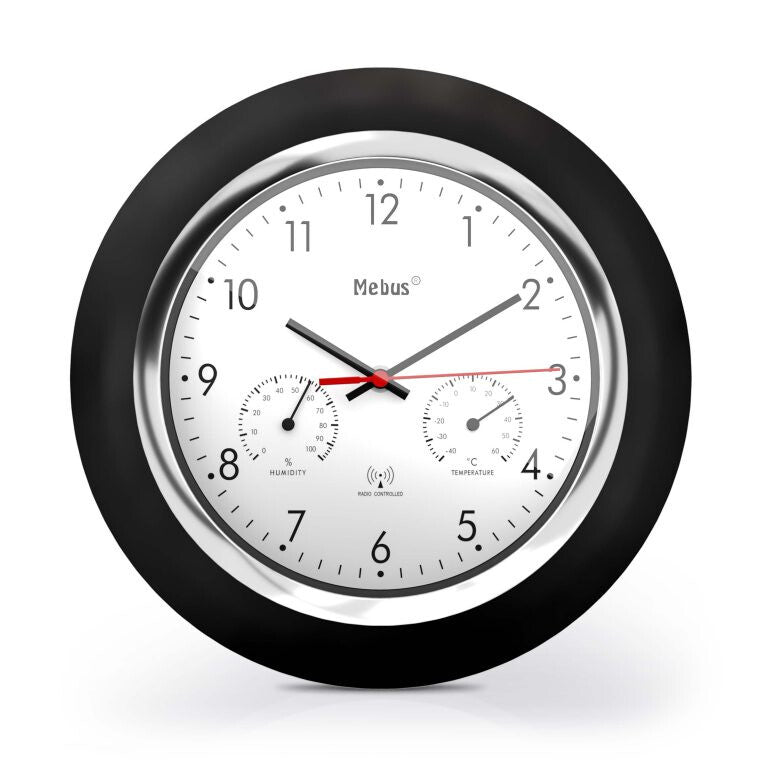 Mebus 19453 Væg- og bordur Digitalt ur Rund Sort, Hvid