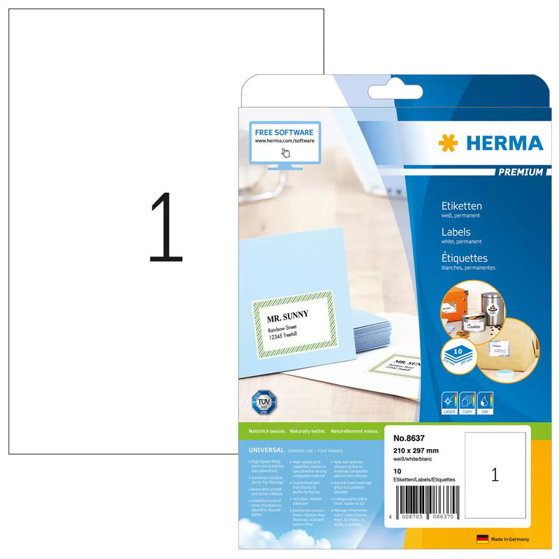 HERMA 8637 print etiket Hvid Selvklæbende printeretiket