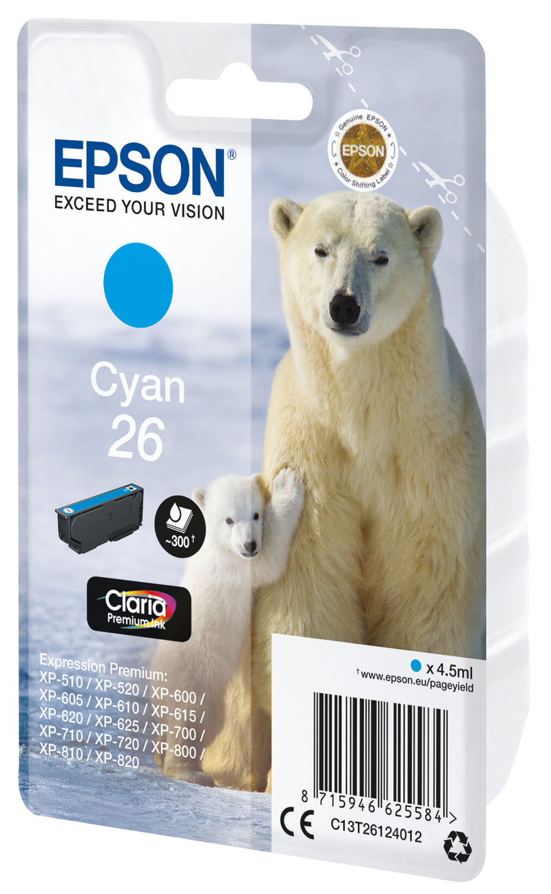 Epson Polar bear C13T26124012 blækpatron 1 stk Original Standard udbytte Blå