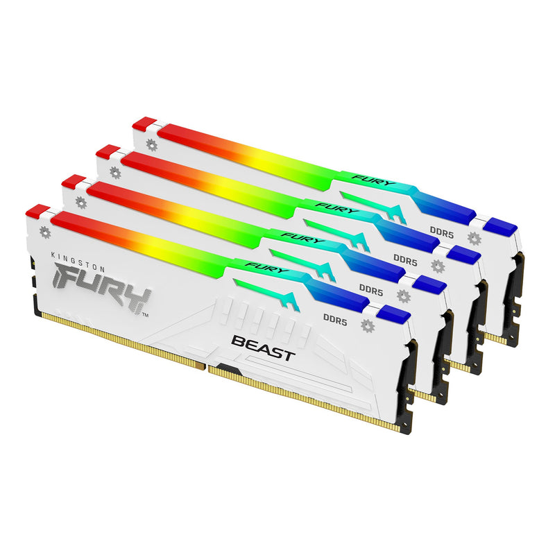 Kingston Technology FURY Beast 128 GB 5200 MT/s DDR5 CL40 DIMM (sæt med 4) White RGB XMP