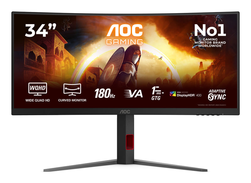 AOC G4 CU34G4CA computerskærm 86,4 cm (34") 3440 x 1440 pixel Wide Quad HD Sort, Rød