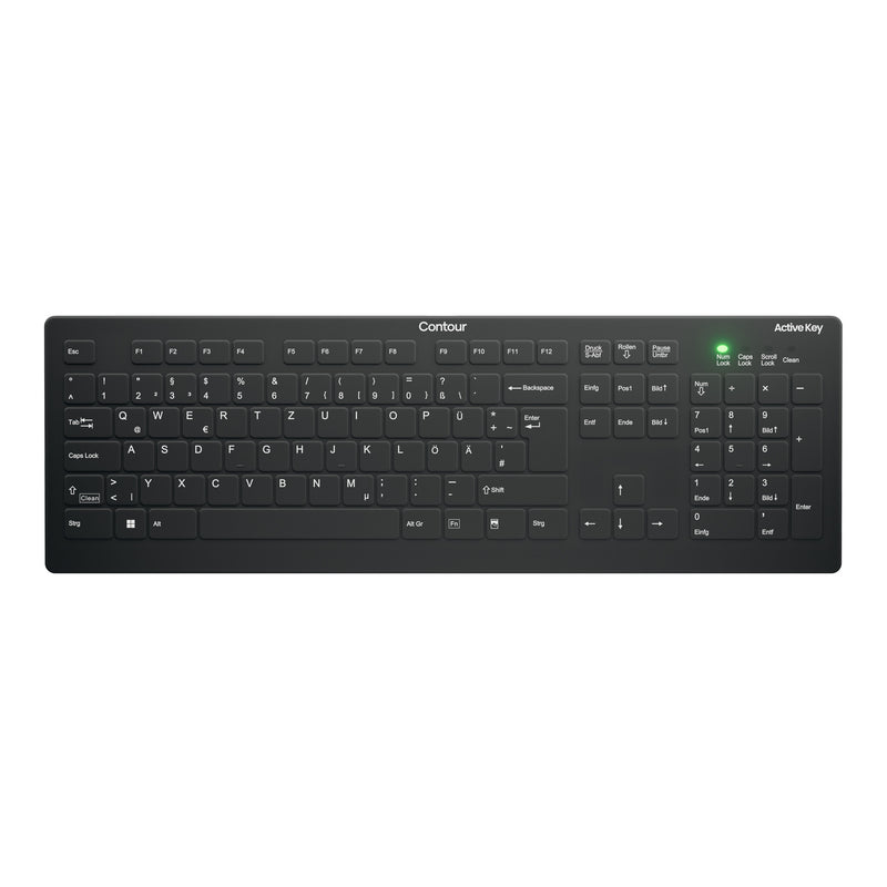 Contour Design Active Key AK-C8112 tastatur Medicinsk RF trådløst QWERTZ Tysk Sort