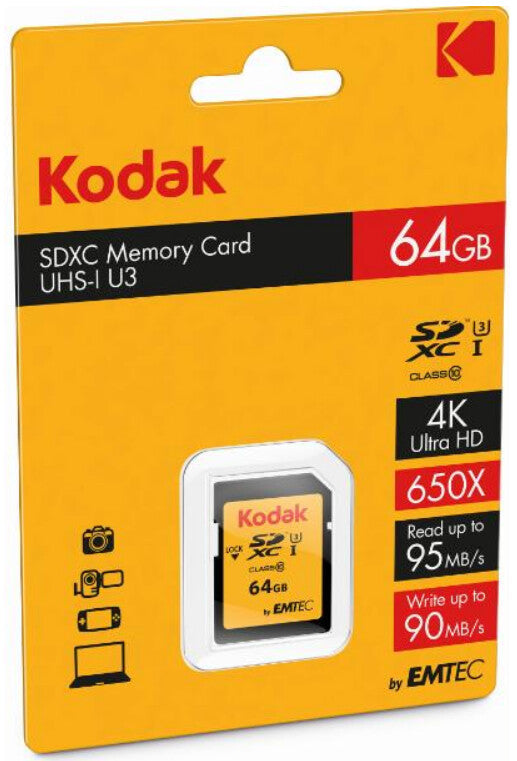 Kodak SDXC 64GB Class10 U3 UHS-I Klasse 10