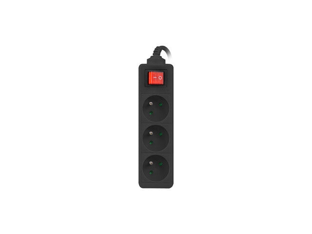Lanberg PS1-03E-0300-BK stikdåse 3 m 3 AC stikkontakt(er) Indendørs/udendørs Sort