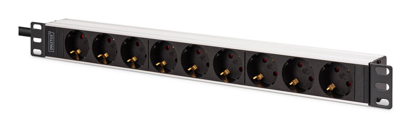 Digitus DN-95440 strømforsyningsenhed (PDU) 9 AC stikkontakt(er) 1U Sort, Sølv