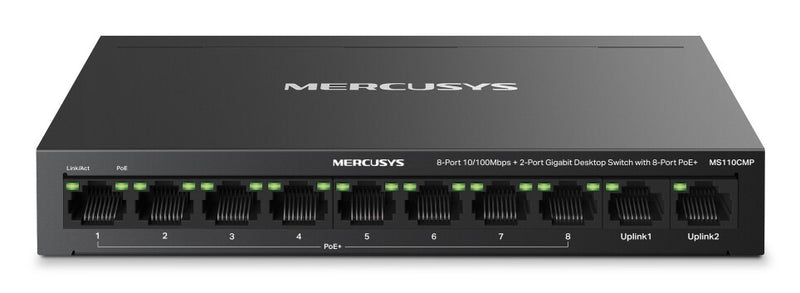 Mercusys MS110CMP netværksswitch Fast Ethernet (10/100) Strøm over Ethernet (PoE) Sort