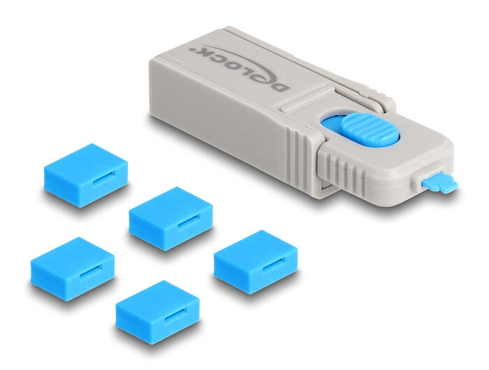DeLOCK 20923 portblokering Portblokering + nøgle USB Type-A Blå, Grå Plast 6 stk