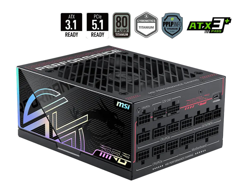 MSI MPG Ai1300TS PCIE5 enhed til strømforsyning 1300 W 24-pin ATX ATX Sort