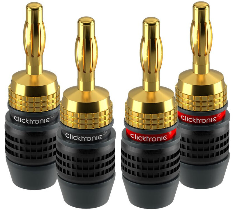 ClickTronic 52546 kabelsamler Banana plug Sort, Guld