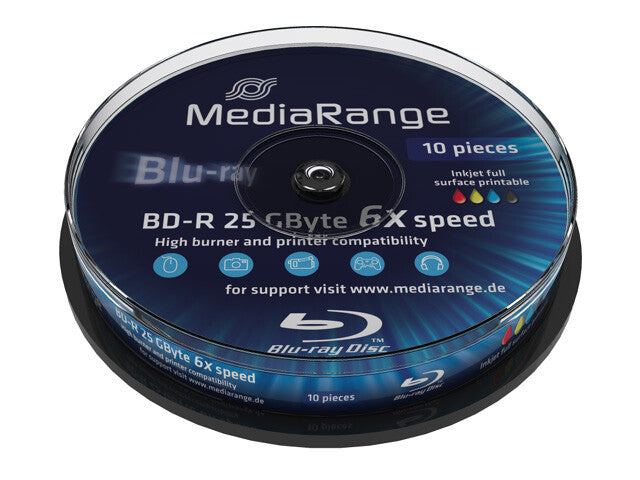 MediaRange MR500 blank Blu-ray disk BD-R 25 GB 10 stk