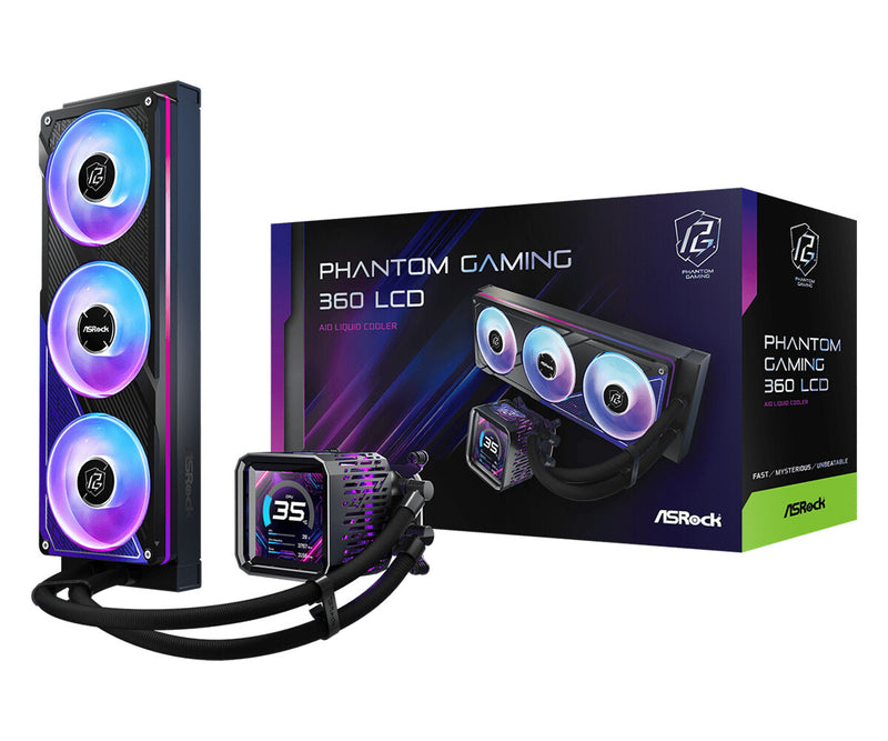 Asrock Phantom Gaming 360 LCD Processor Alt-i-en væskekøler 12 cm Sort