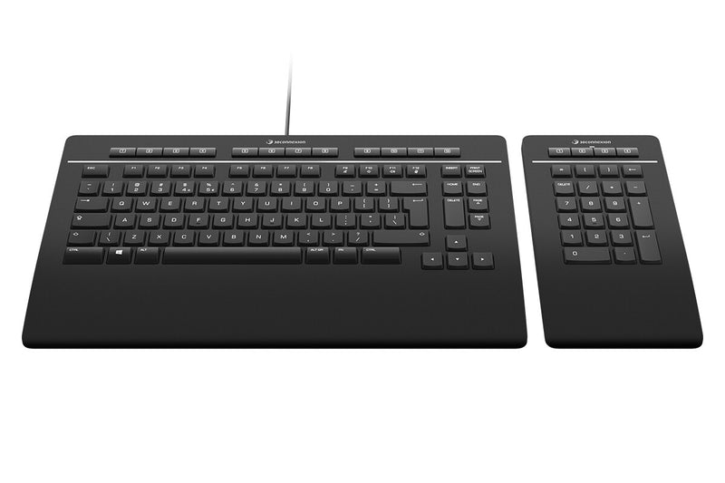 3Dconnexion Keyboard Pro with Numpad tastatur Kontor USB + RF Wireless + Bluetooth QWERTZ Schweizisk Sort