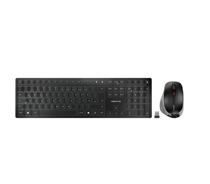 CHERRY DW 9500 SLIM tastatur Mus inkluderet Universel RF trådløs + Bluetooth QWERTZ Tysk Sort, Grå