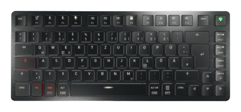 CHERRY KW X ULP 2.0 MINI tastatur Hjemme/kontor USB + RF Wireless + Bluetooth QWERTZ Tysk Sort