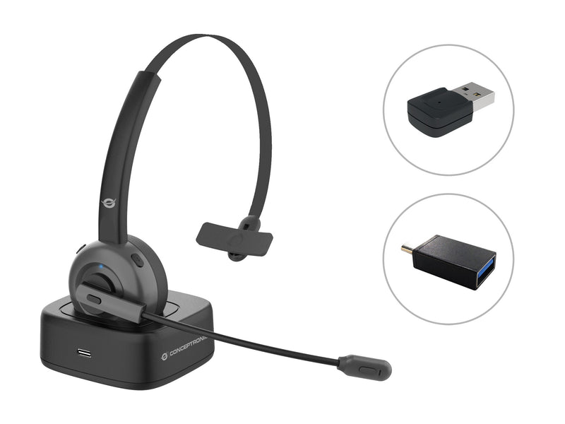 Conceptronic POLONA03BDA hovedtelefoner/headset Trådløs Kontor/Callcenter Bluetooth Opladningsstativ Sort
