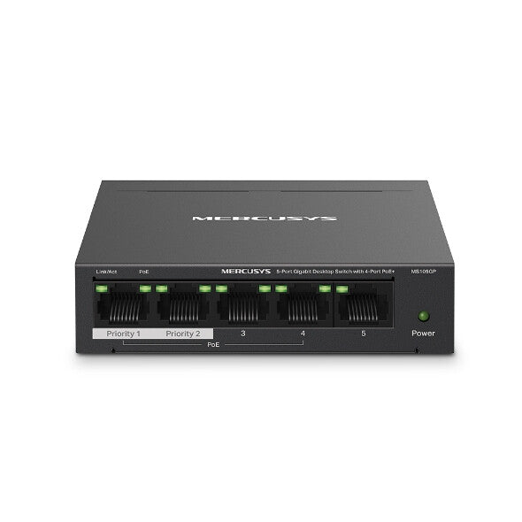 Mercusys MS105GP netværksswitch Gigabit Ethernet (10/100/1000) Strøm over Ethernet (PoE) Sort