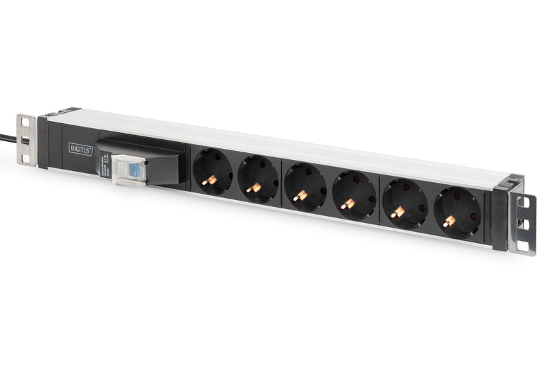 Digitus DN-95417 strømforsyningsenhed (PDU) 6 AC stikkontakt(er) 0U/1U Sort, Sølv