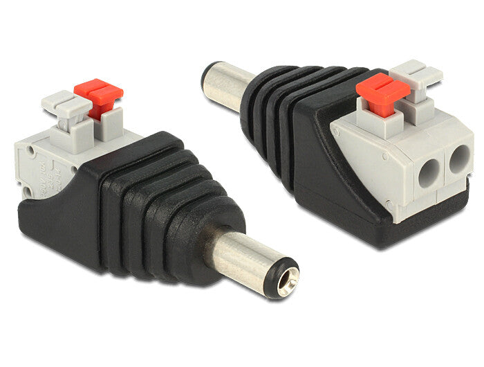 DeLOCK 65523 kabel kønsskifter DC 5.5 x 2.1 mm Sort, Sølv