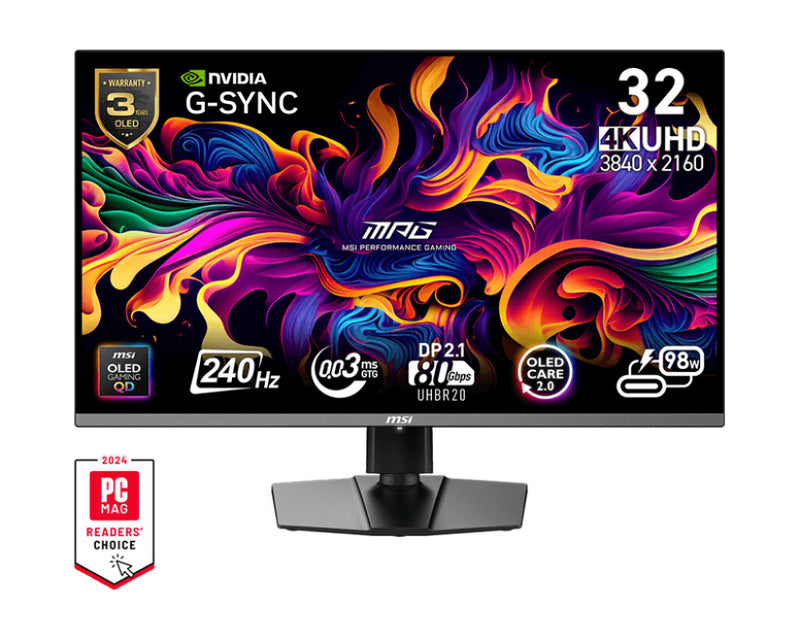 MSI MPG 322URX QD-OLED computerskærm 80 cm (31.5") 3840 x 2160 pixel 4K Ultra HD Sort