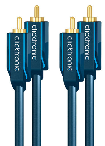 ClickTronic 2m Stereo Audio lydkabel 2 x RCA Blå