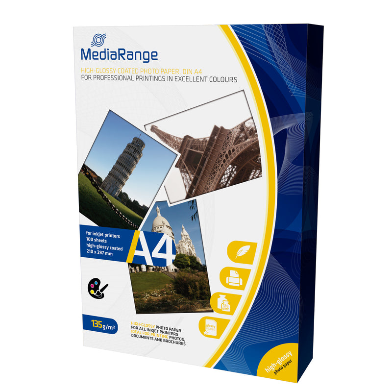 MediaRange MRINK107 fotopapir A4 Hvid Glans