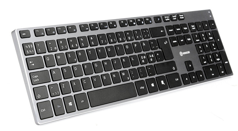 Voxicon Slim Metal 295 tastatur RF trådløst QWERTY Nordisk Sort, Grå