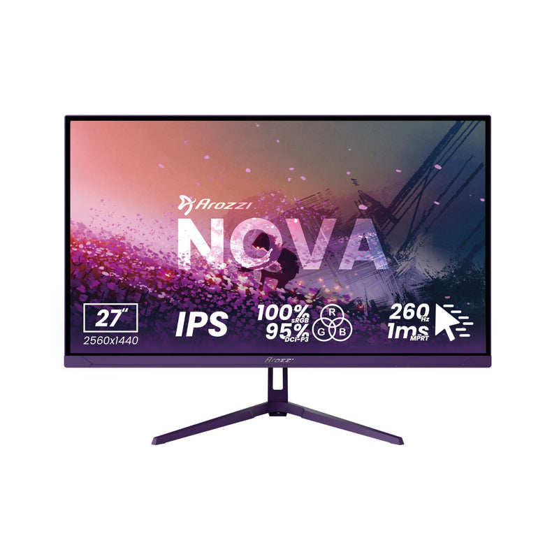 Arozzi Nova 27“ IPS 260Hz - Gaming Monitor computerskærm 68,6 cm (27") 2560 x 1440 pixel Quad HD LED Lilla