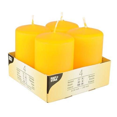 Papstar 10493 vokslys Cylinder Gul 4 stk