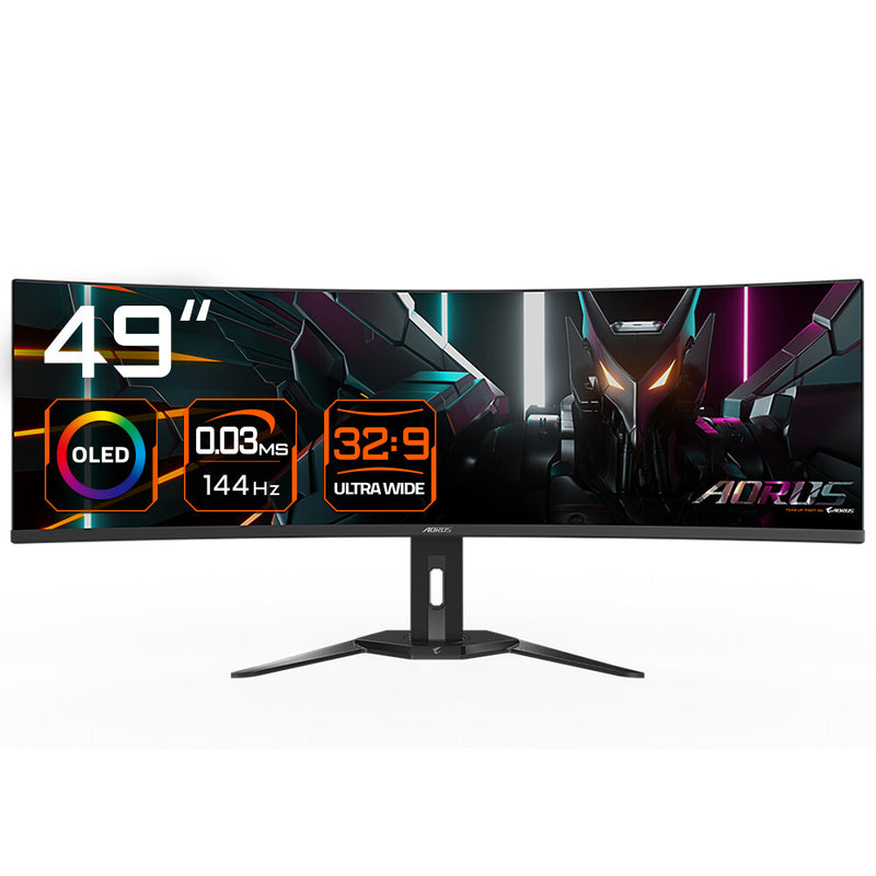 GIGABYTE AORUS CO49DQ computerskærm 124,5 cm (49") 5120 x 1440 pixel Dual QHD OLED Sort